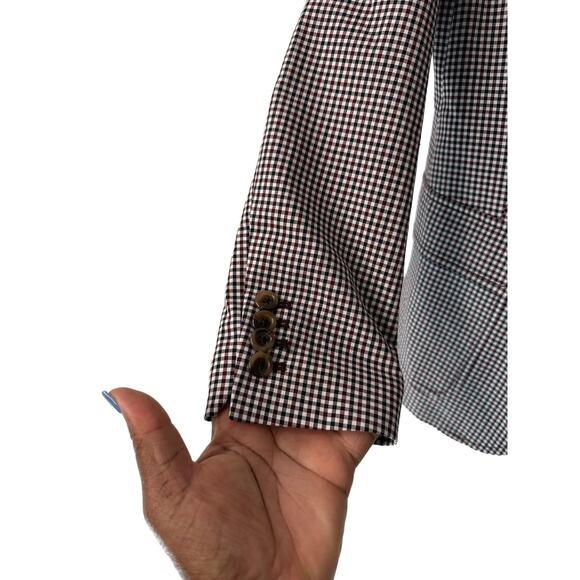 J.Crew Navy Burgundy Preppy Academia Rhodes Micro Houndstooth Blazer Size 4 - Picture 5 of 9